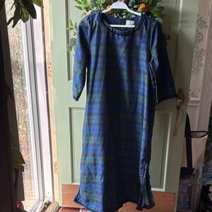 Tuckernuck Navy and Green Plaid Long-Sleeve Dress